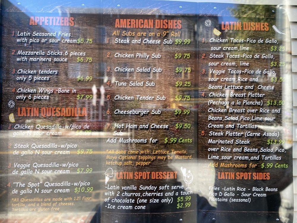 Menu at The Latin Spot Grill, Baltimore