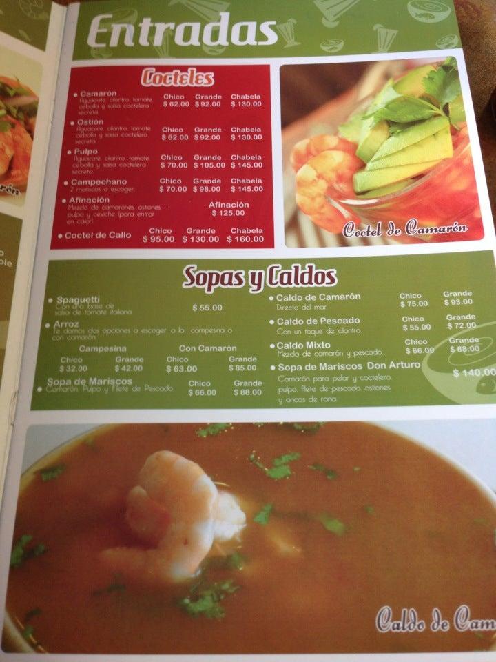 Menu at Mariscos Don Arturo restaurant, Monterrey, Av. Insurgentes 1600