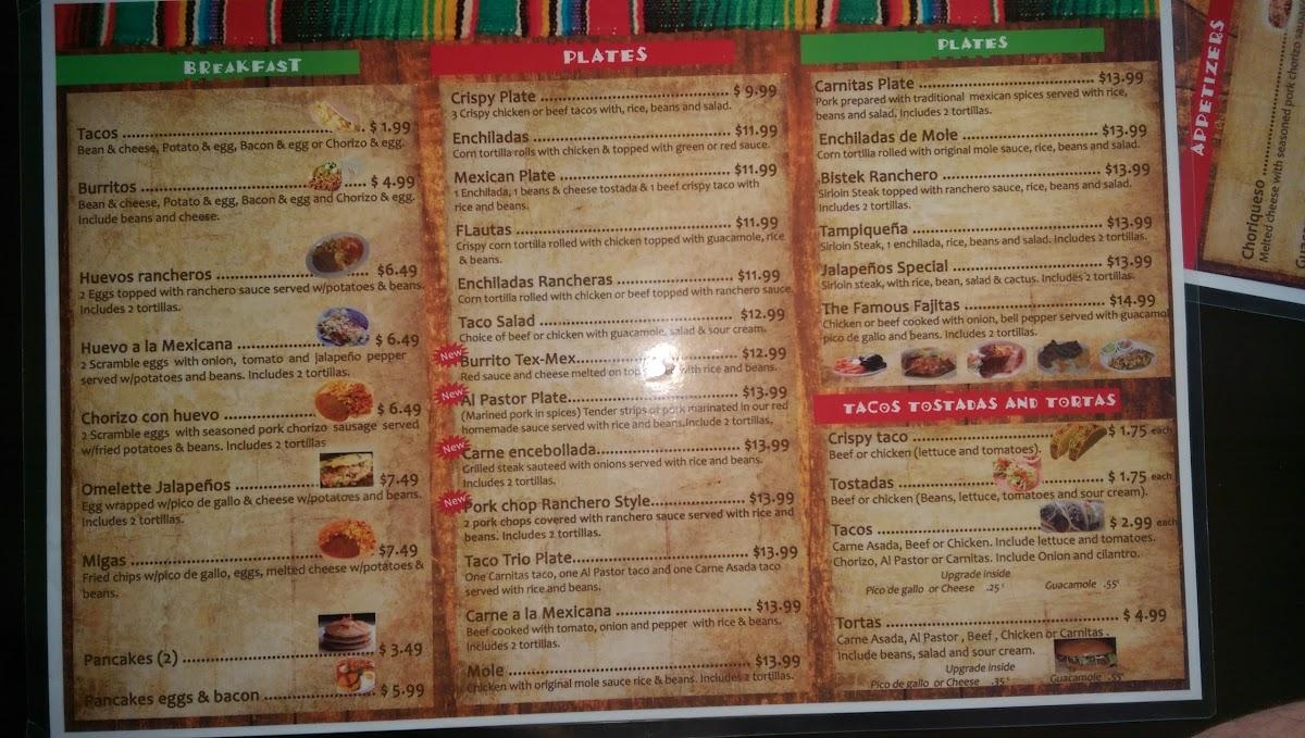 Menu at Jalapeños Mexican Food restaurant, Nanaimo