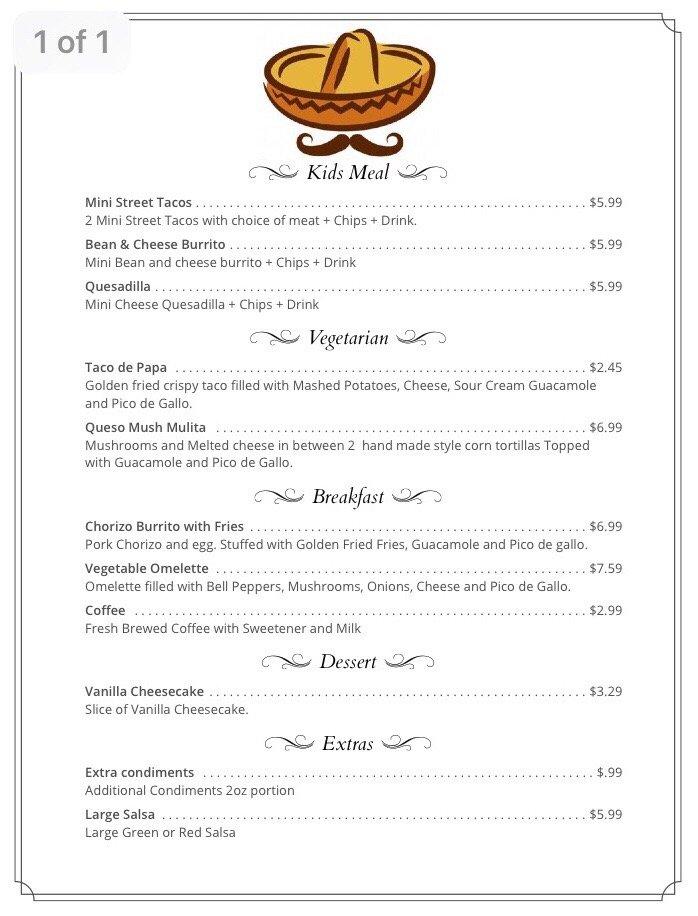 Carta de comida rápida Casa de Papa Gourmet Tacos, Surprise