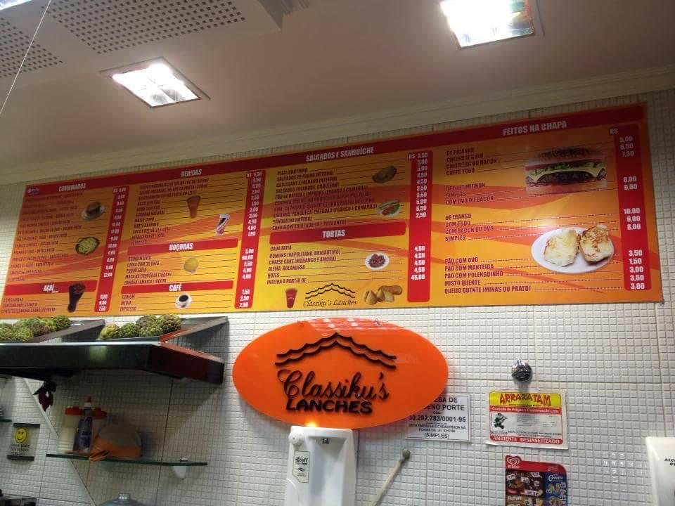 Clássiku's Lanches cardápio