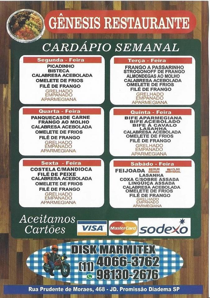 Pizzaria Genesis cardápio