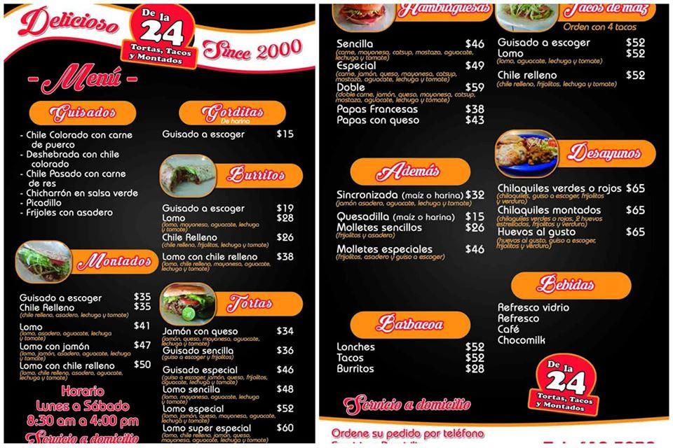 Menu at Tortas y Montados de la 24 restaurant, Chihuahua