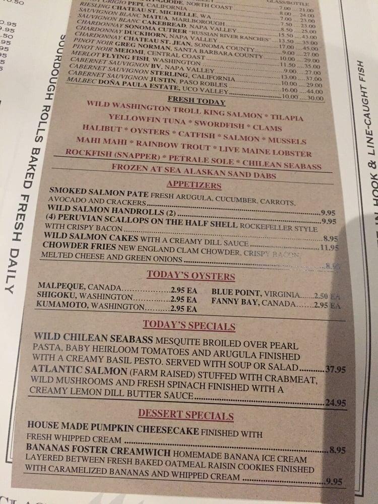Menu at Original Fish Co. restaurant, Los Alamitos