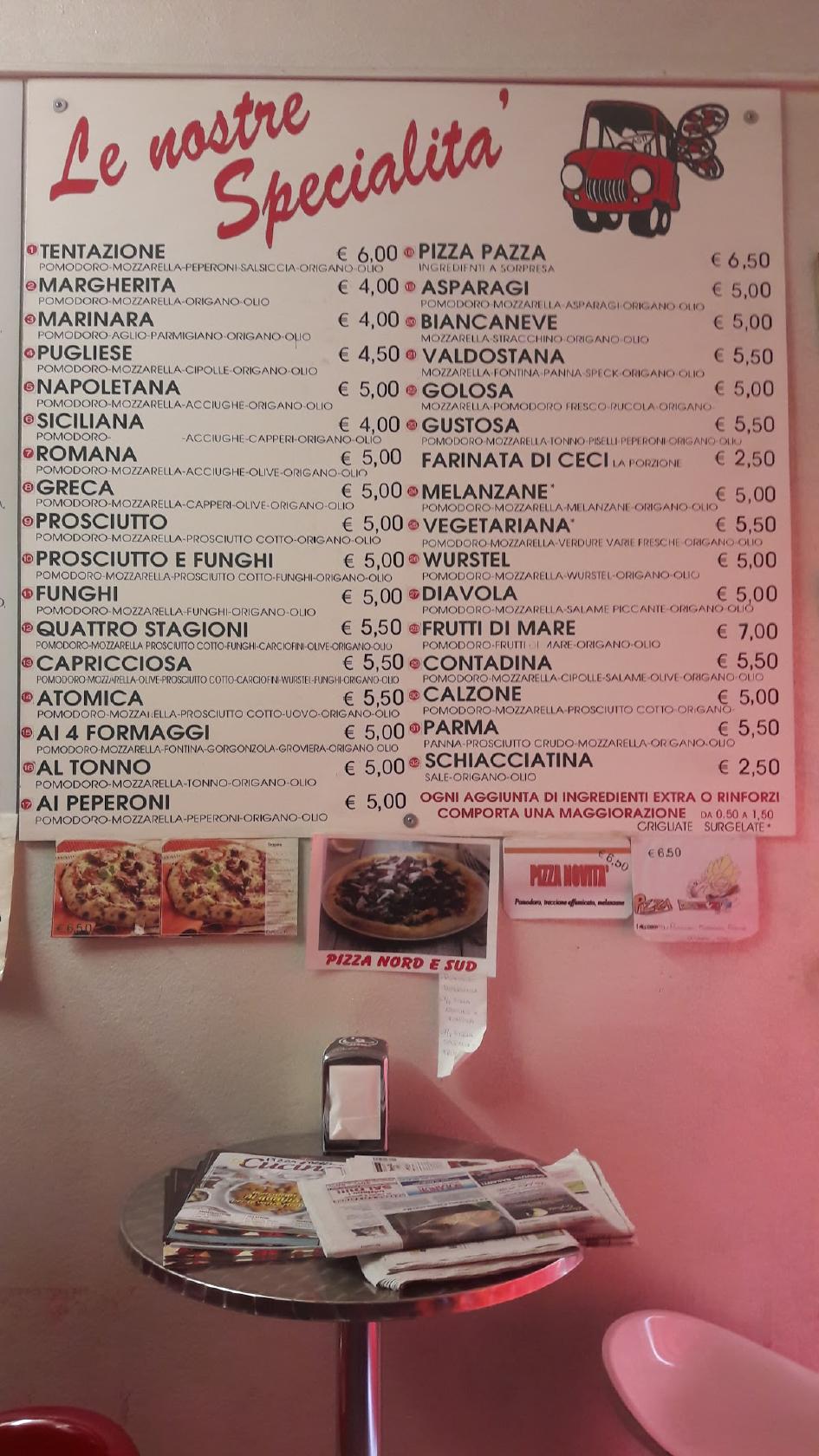 Menu at Pizza Pazza pizzeria, Asti