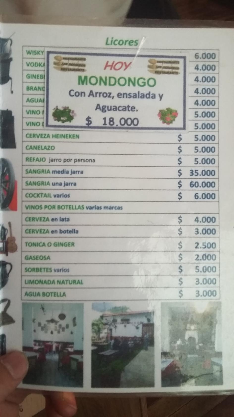 Carta del restaurante LOS GERANIOS, Sopó