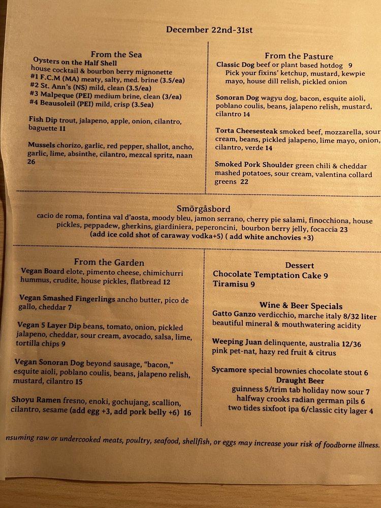 Menu at Sea Wolf Tybee pub & bar, Tybee Island