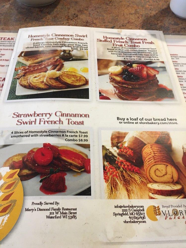 Menu at Marty's Restaurant, Waterford