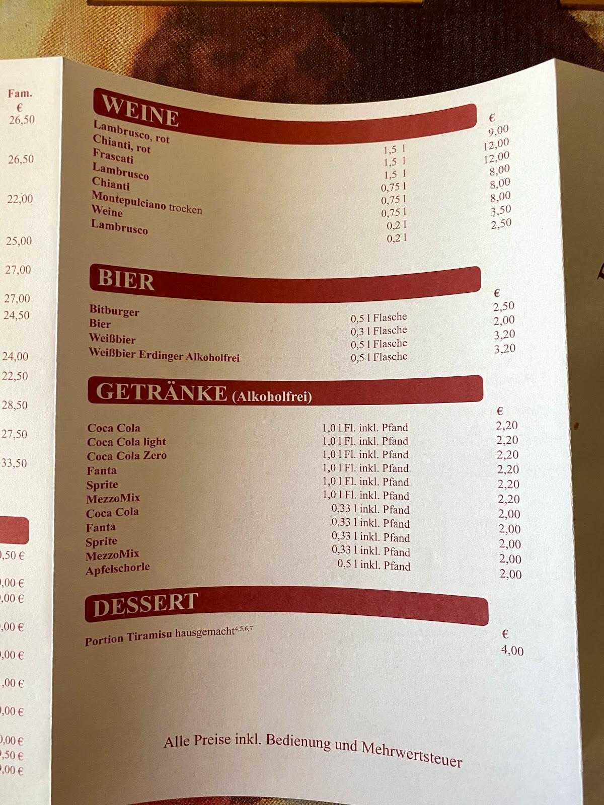 Speisekarte Von Pizzeria Romana Bad Schwalbach