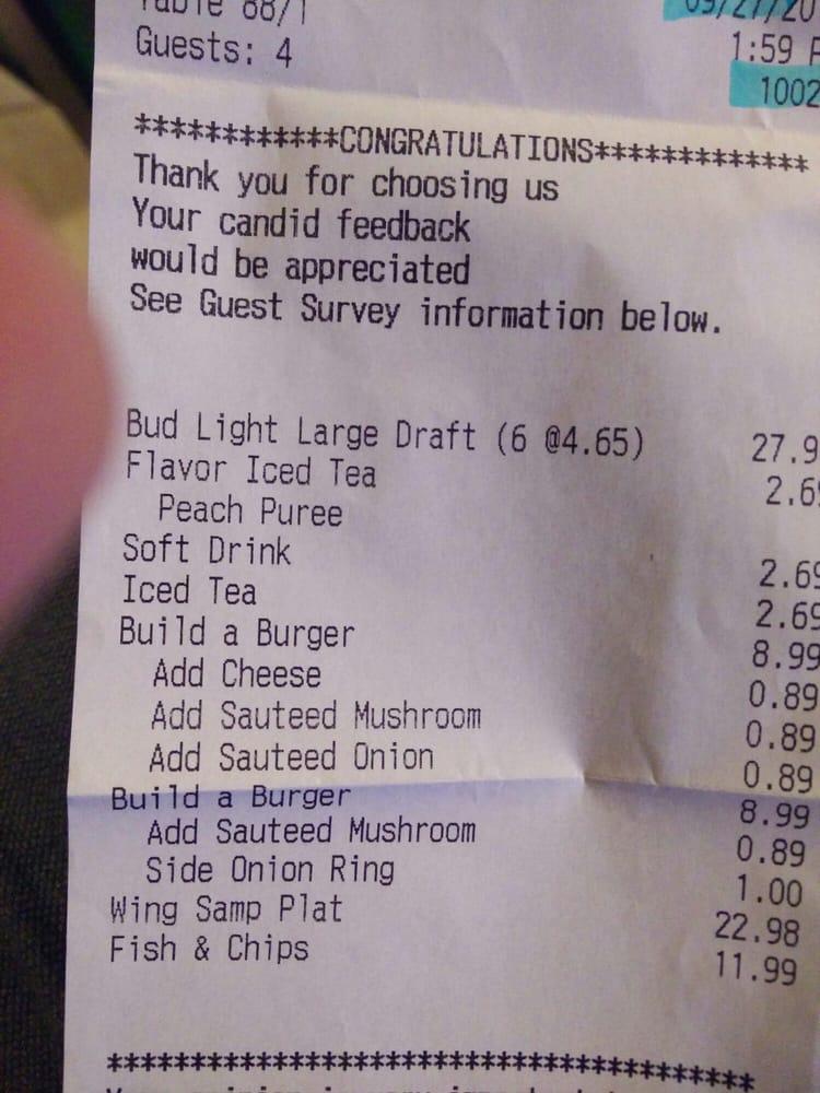 Menu at Hurricane Dockside Grill restaurant, Tavares