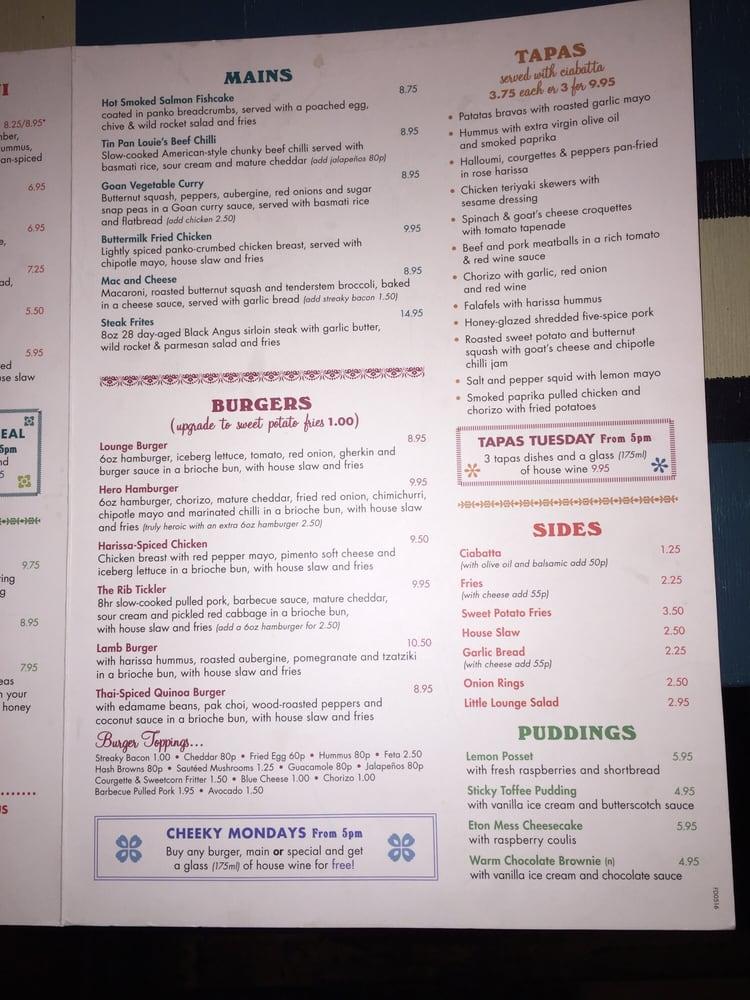 Menu at Teatro Lounge pub & bar, Clevedon