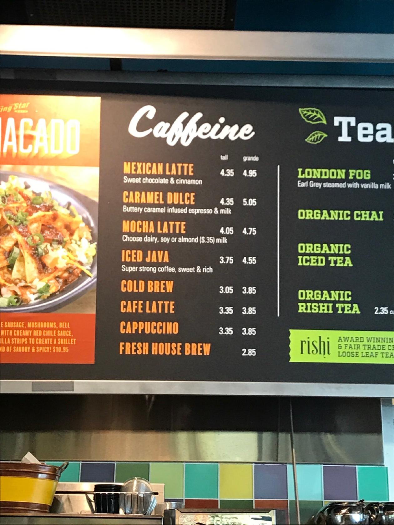 Flying star deals menu