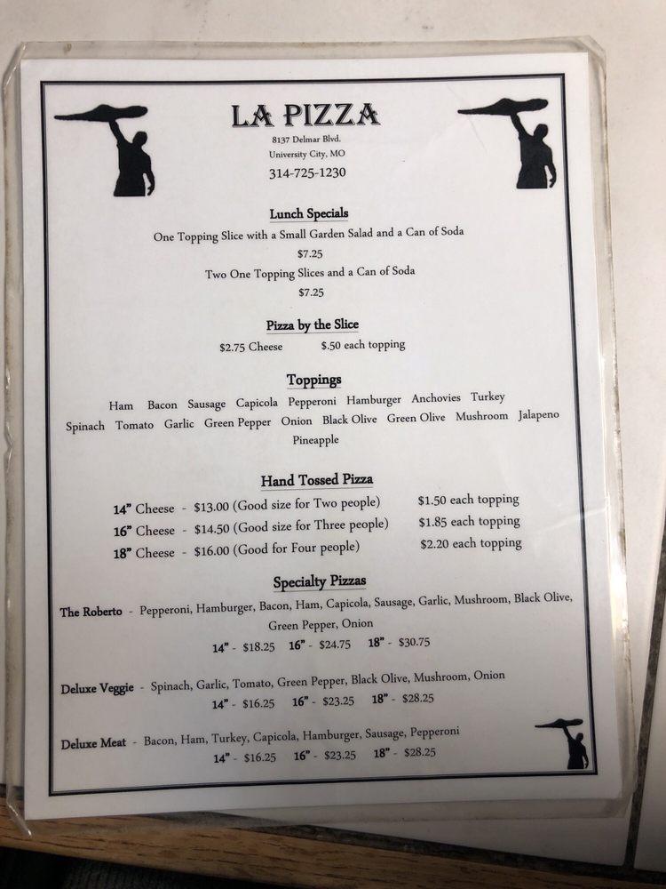 Menu at La Pizza pizzeria, University City