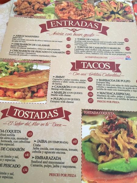 Menu at Los Arbolitos de Cajeme restaurant, Mexicali, Blvd Lazaro Cardenas