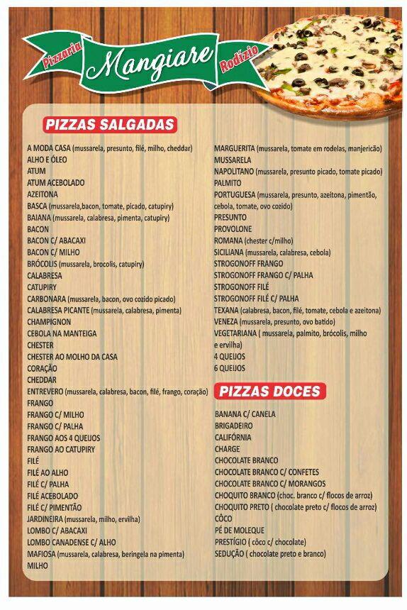 Pizzaria Mangiare cardápio