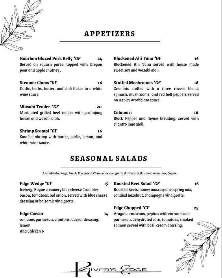 Menu At River S Edge Restaurant Grants Pass   Rc1c Rivers Edge Restaurant Menu 2023 01 