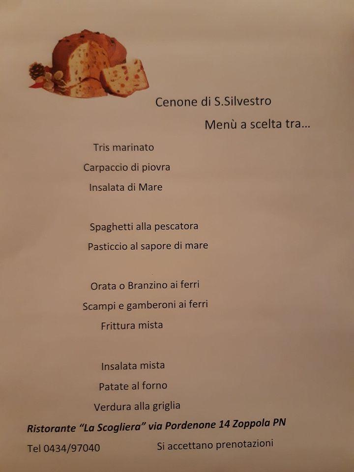 Menu da La Scogliera ristorante, Zoppola