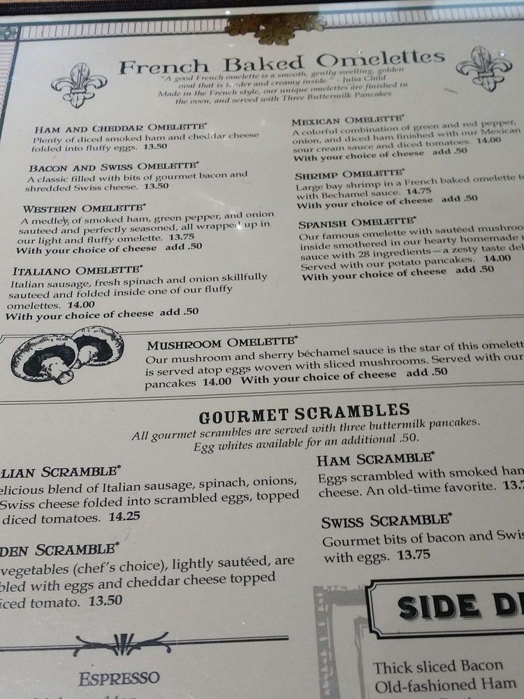 Menu at The Oak Table Cafe, Silverdale