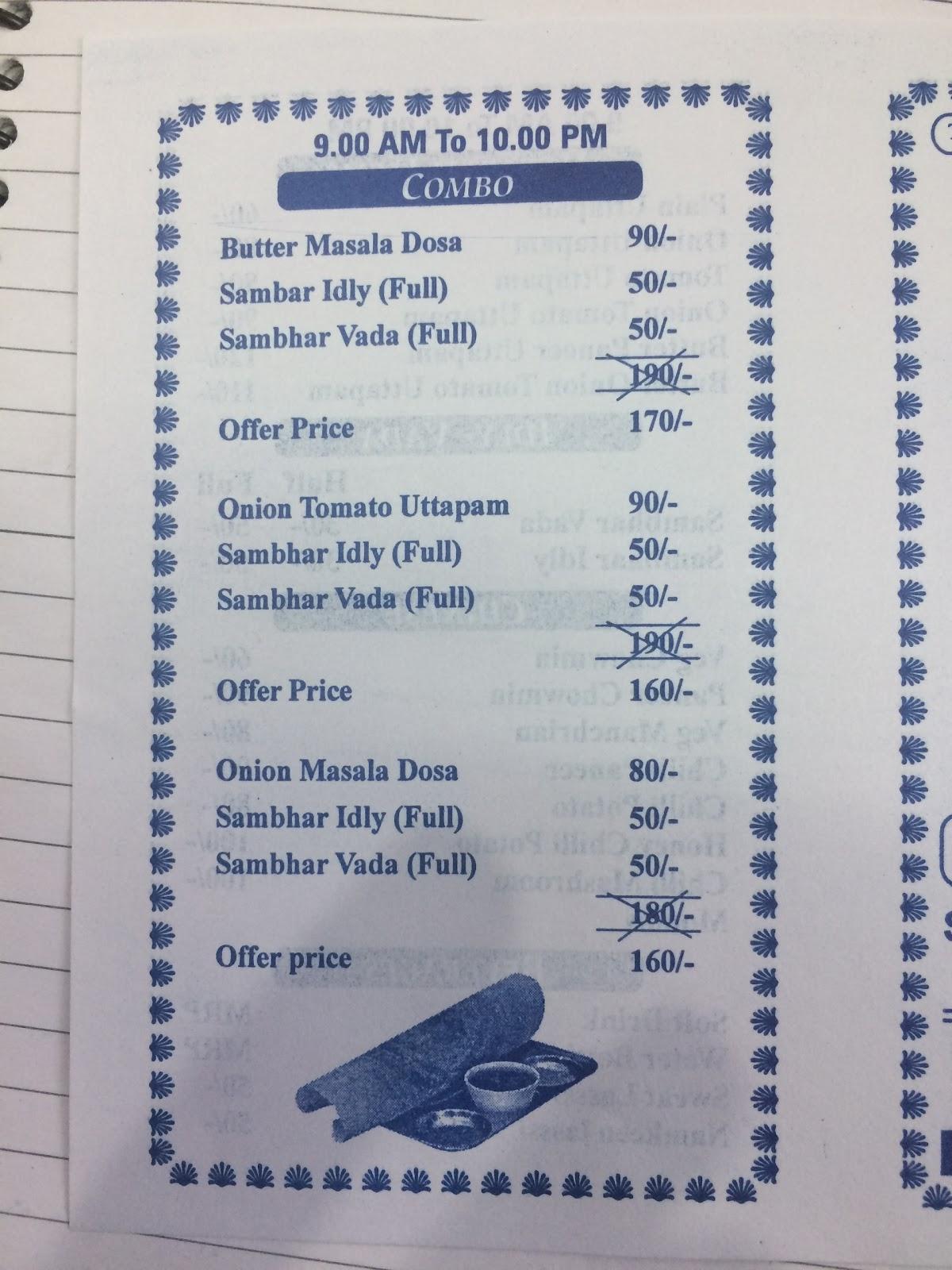 Dosa Point menu