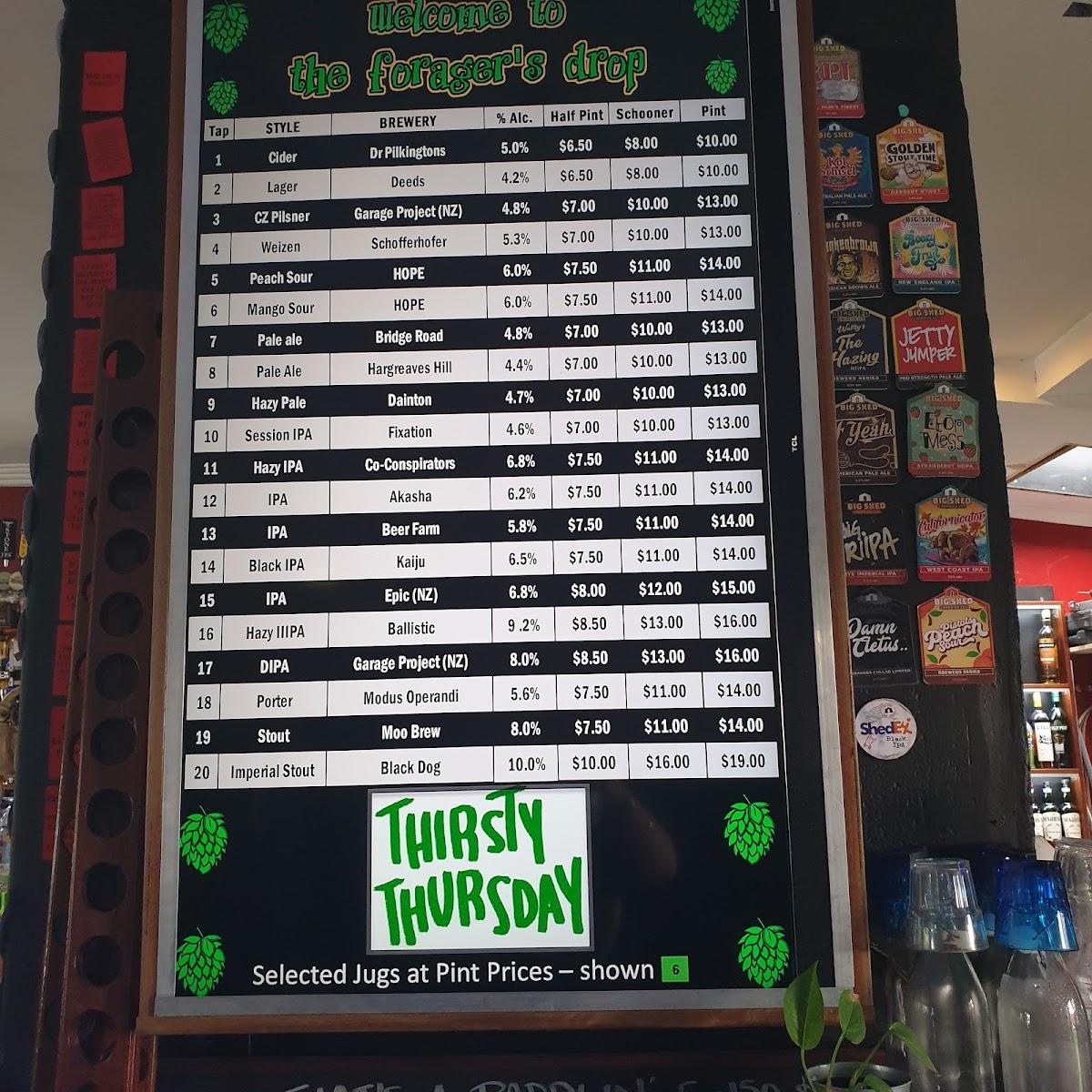 Menu at The Foragers Drop pub & bar, Mitcham