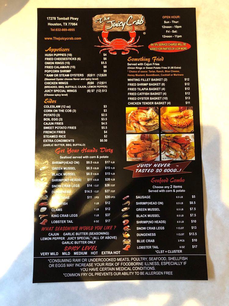 Menu at The Juicy Crab pub & bar, Houston, Tomball Pkwy