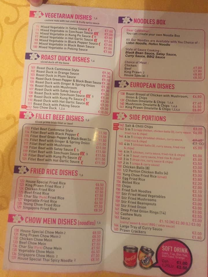 Menu at The Lily Garden Chinese Restaurant, Edenderry