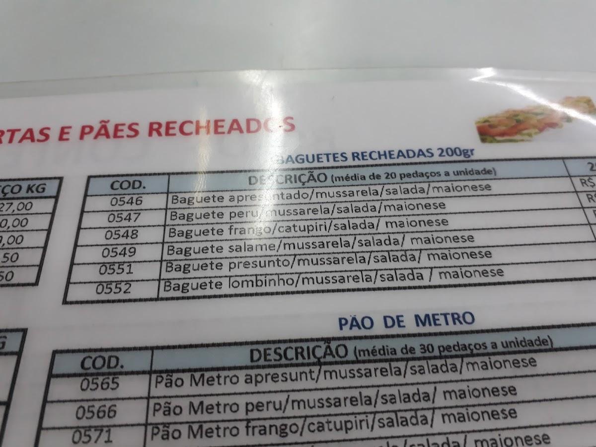 Panificadora Peter Pão cardápio