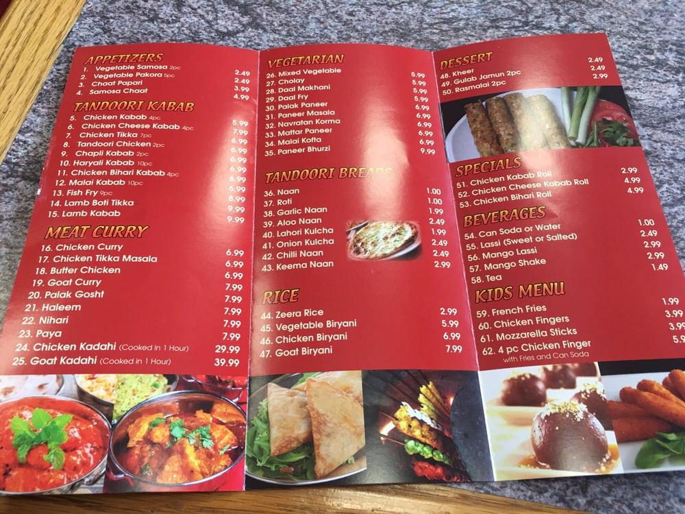Menu at Tandoori Kabab restaurant, Voorhees Township
