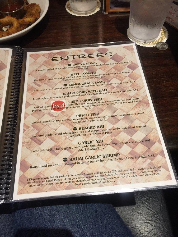 Menu at Uahi Island Grill restaurant, Kailua, 33 Aulike St