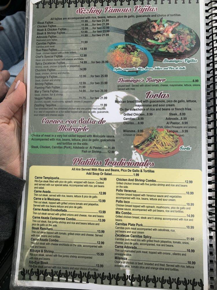 Menu at Domingos Mexican & Seafood Restaurant, Mocksville