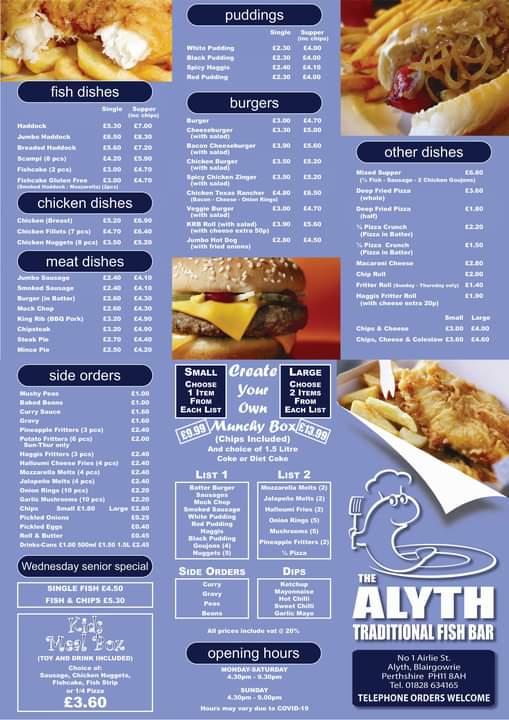 Menu at Alyth Fish and Chip Shop fast food, Alyth