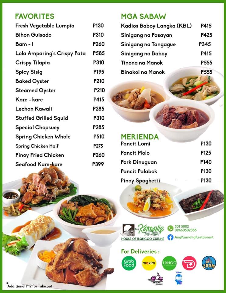 Menu at Ang Kamalig Restaurant, Iloilo City, Lot 24 & 26