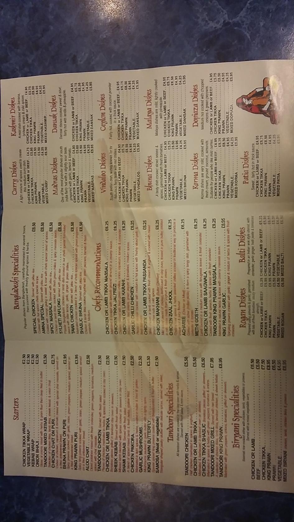 Menu at Indian Spice fast food, Whitehaven