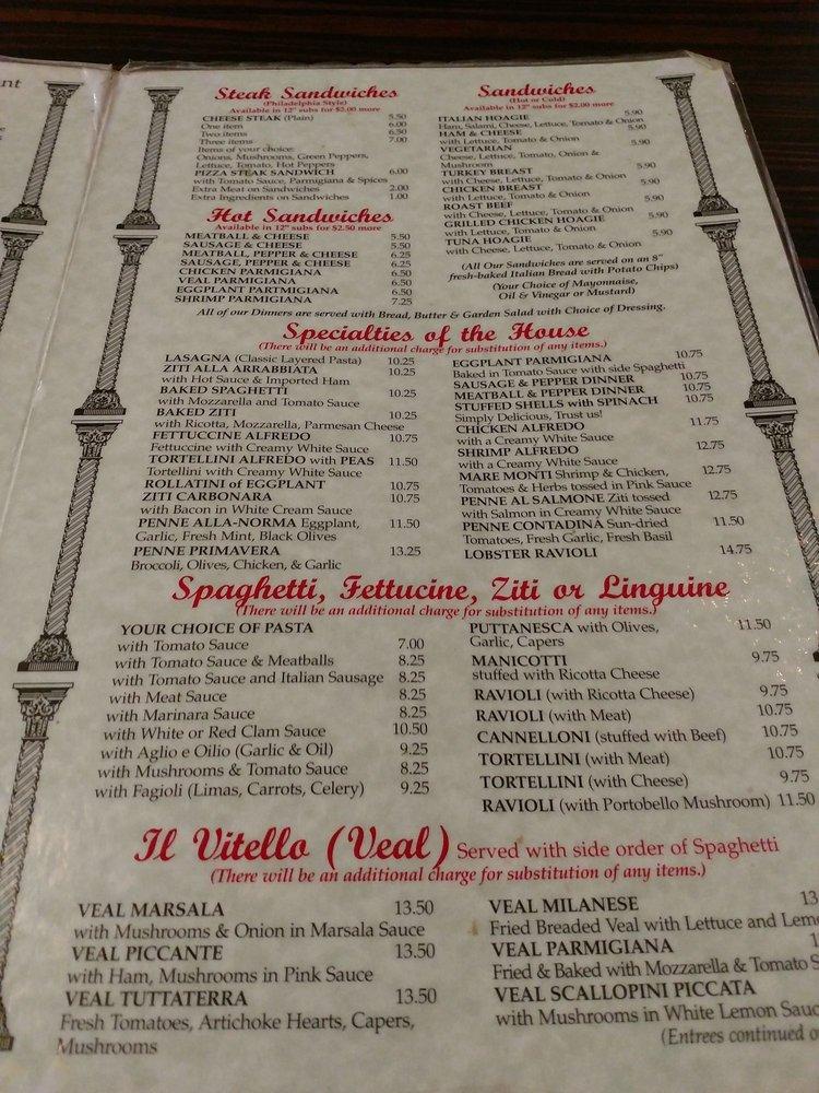 Menu at Mama's Pizza Italian Restaurant, Tarboro
