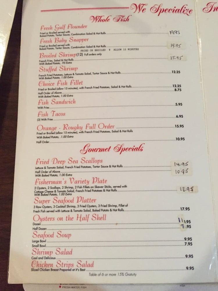 Menu at The Oyster Bar ll, Brownsville, 153 Paredes Line Rd