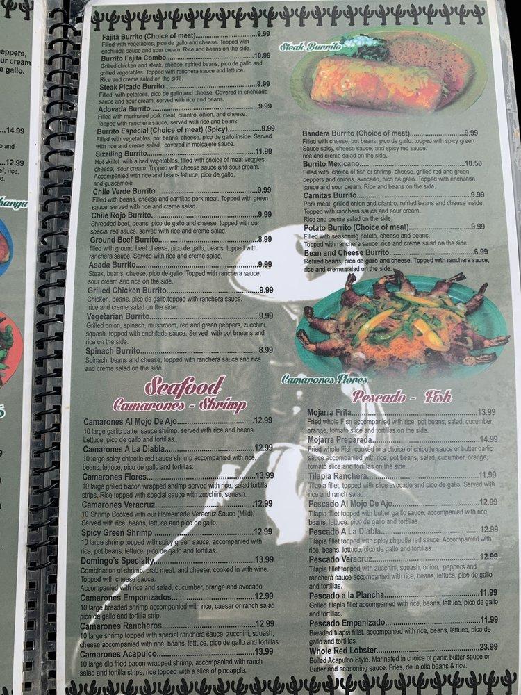Menu at Domingos Mexican & Seafood Restaurant, Mocksville