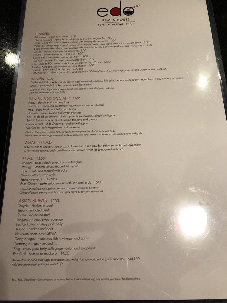 Menu at Edo Ramen restaurant, Royal Oak, W 13 Mile Rd