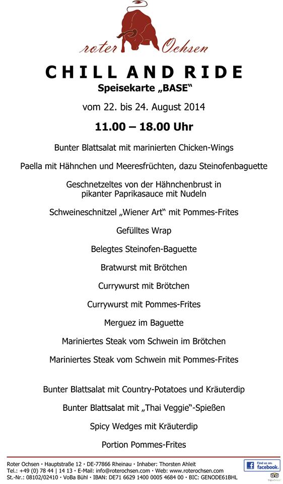 Menu at Gasthaus Roter Ochsen restaurant, Rheinau