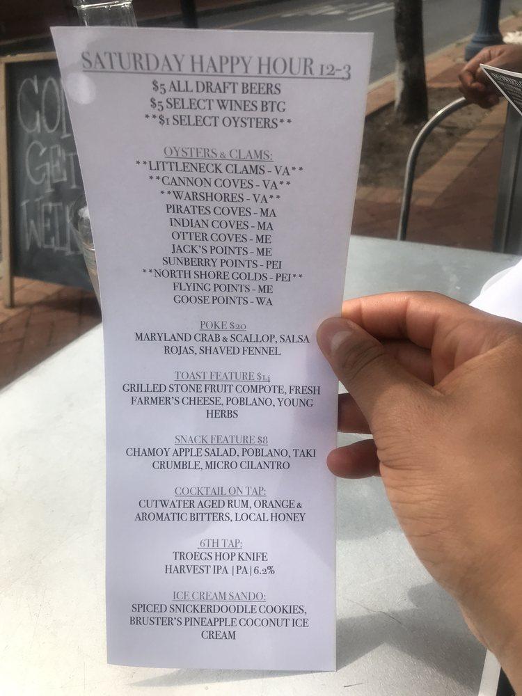 Menu at Sailor Oyster Bar, Annapolis