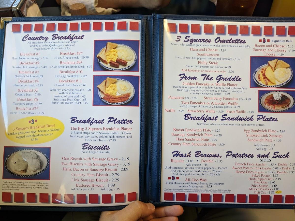 Menu at 3 Squares Diner Donalsonville restaurant, Donalsonville