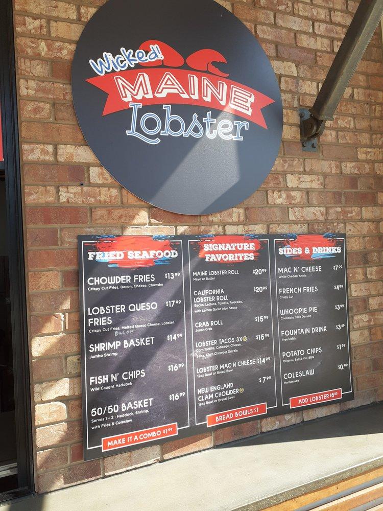 Menu at Wicked Maine Lobster restaurant, Carlsbad