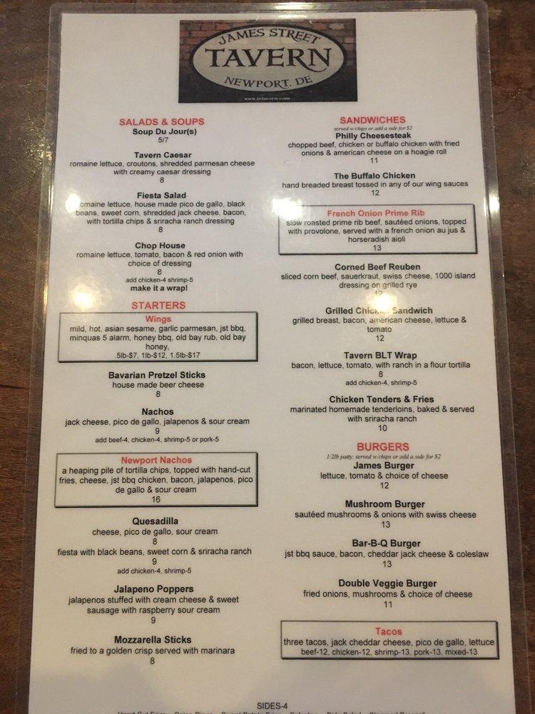 Menu at James Street Tavern pub & bar, Newport