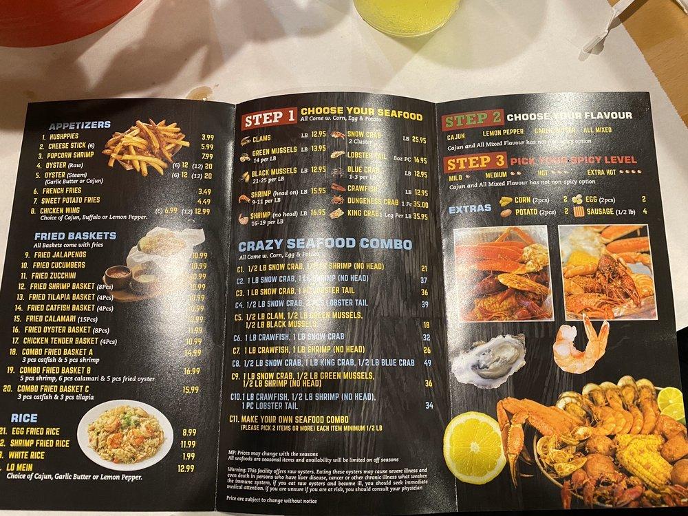 Menu at Crazy Crab restaurant, Southfield