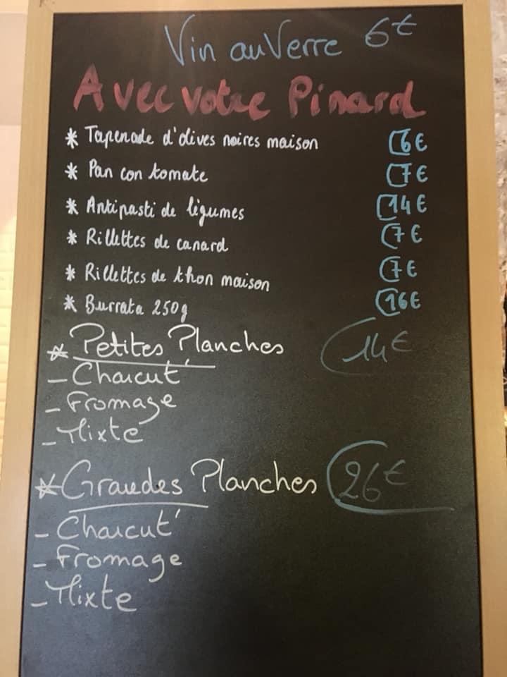 Menu at Le Pinardier pub & bar, Paris