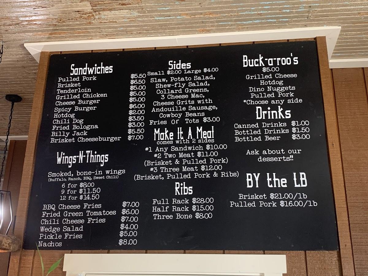 Menu at Buck's Grill restaurant, Maysville