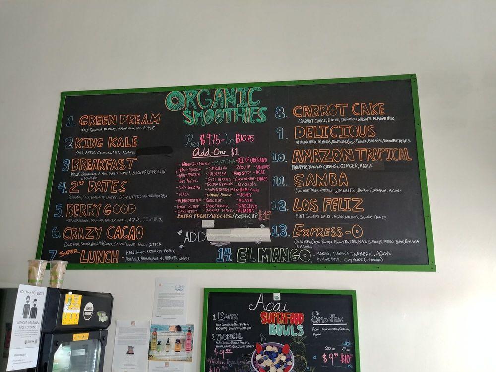 Menu at Earth Organic Juice Bar, Los Angeles