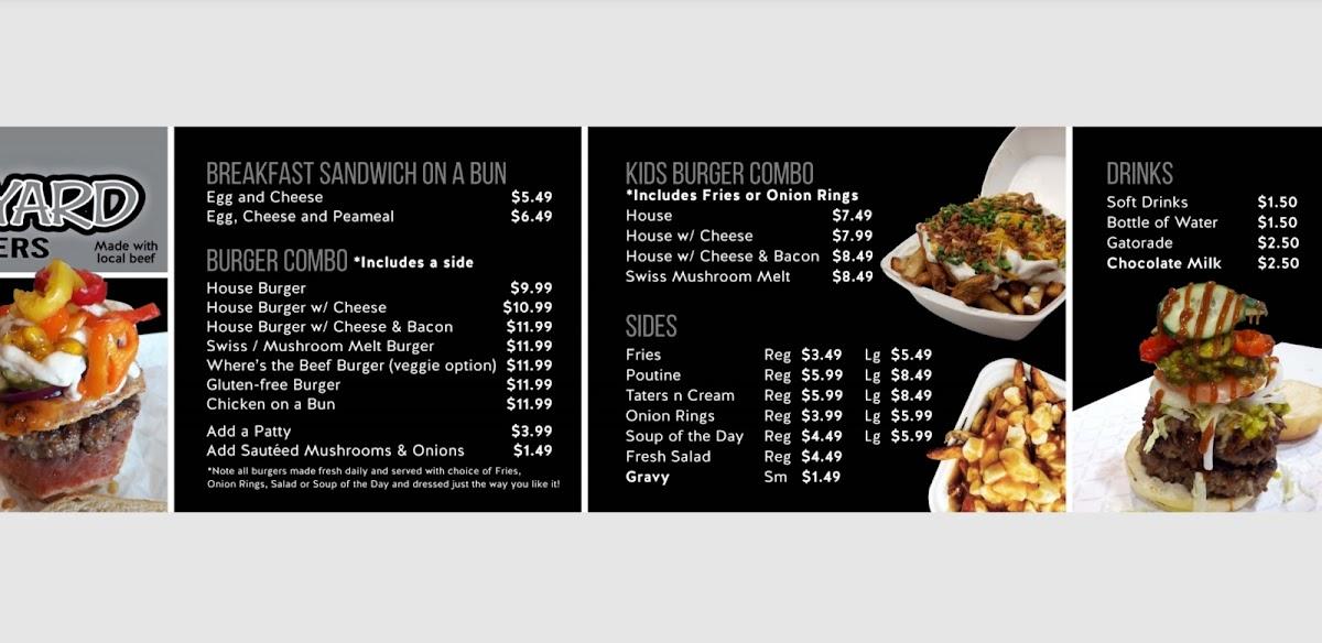 Menu at Elgin’s Backyard Burgers restaurant, Saint Thomas