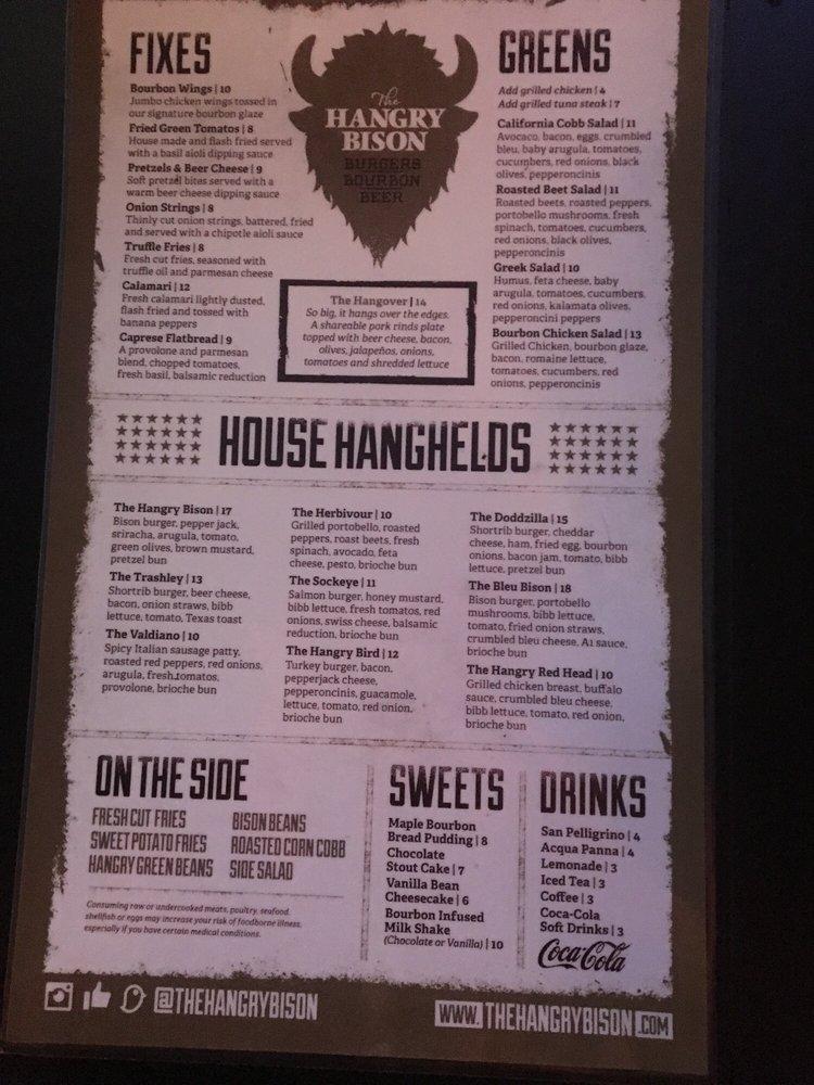 Menu at The Hangry Bison pub & bar, Winter Park