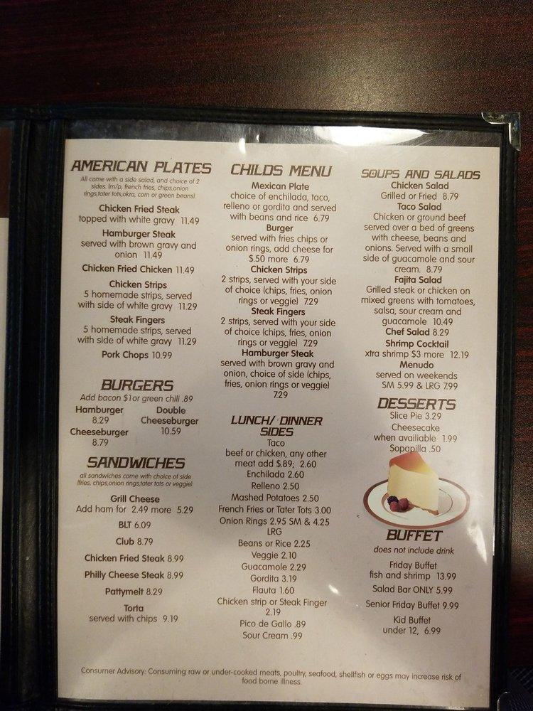 Menu at Alma's restaurant, Artesia, W Main St