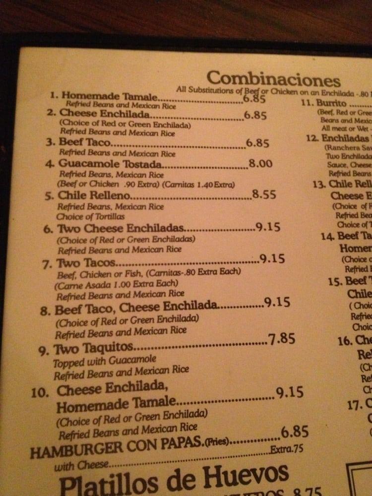 Menu at Señor Campos restaurant, La Habra